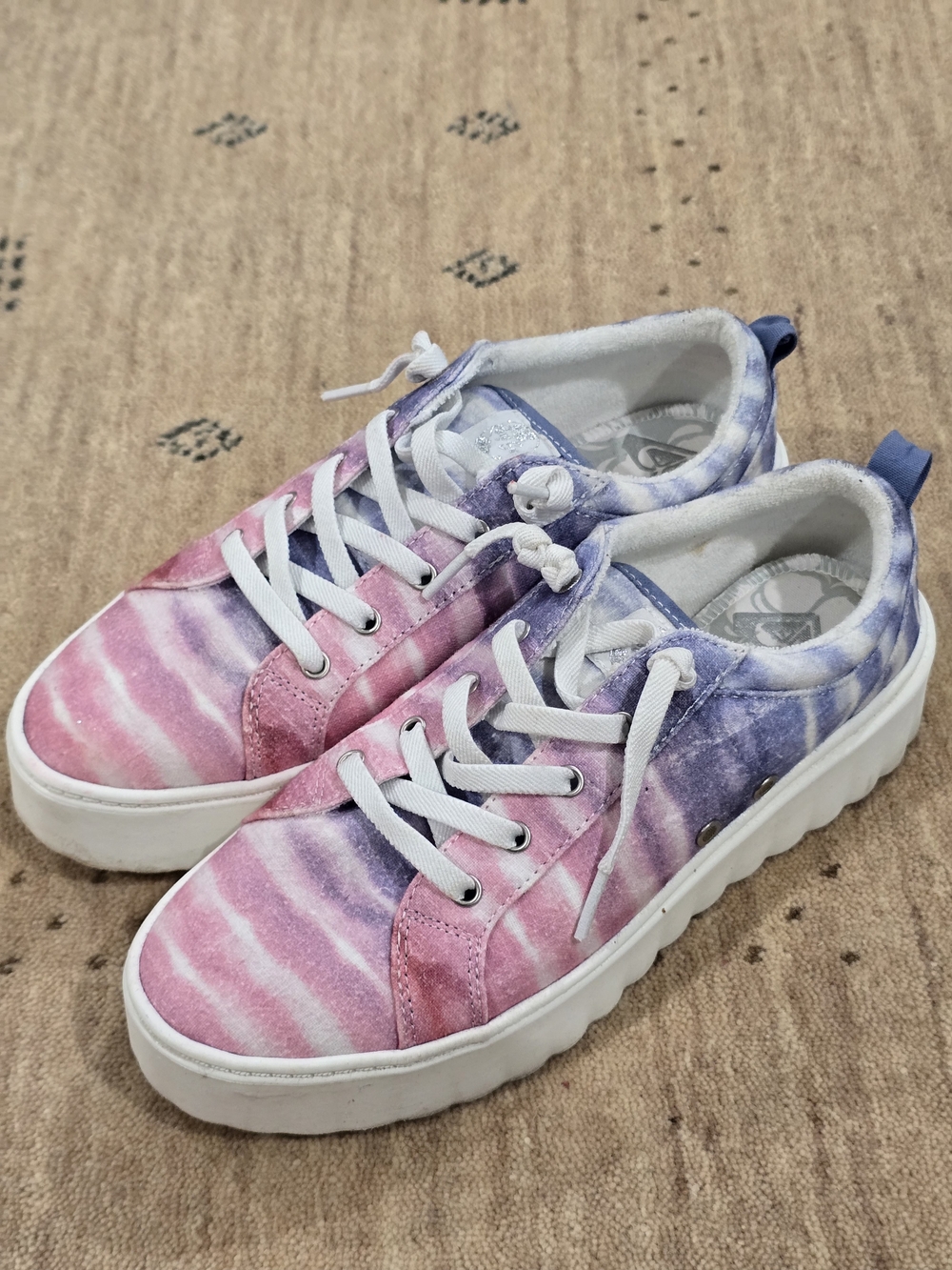 Roxy Women's Tie-Dye Pink and Purple Lace-Up Sneakers